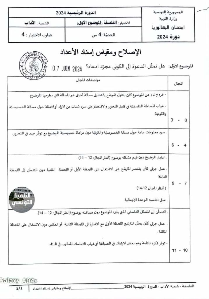 إصلاح فلسفة بكالوريا 2024 آداب