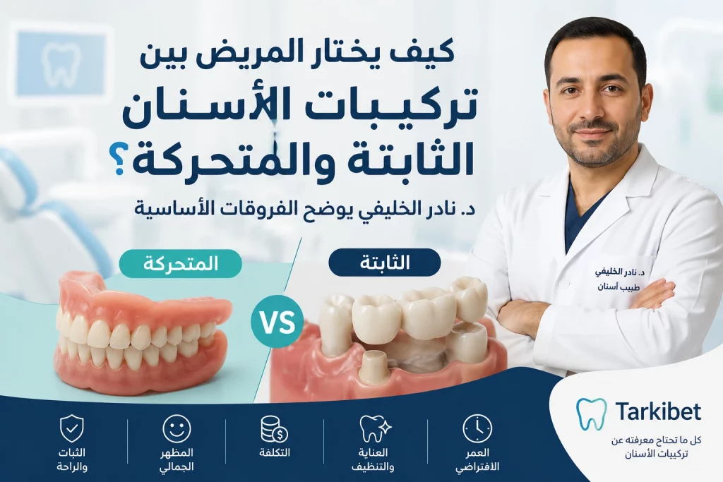 الفرق بين تركيبات الأسنان الثابتة والمتحركة