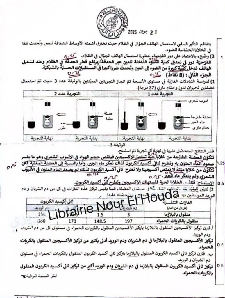 الاصلاح الرسمي مناظرة النوفيام 2026 علوم الحياة و الأرض